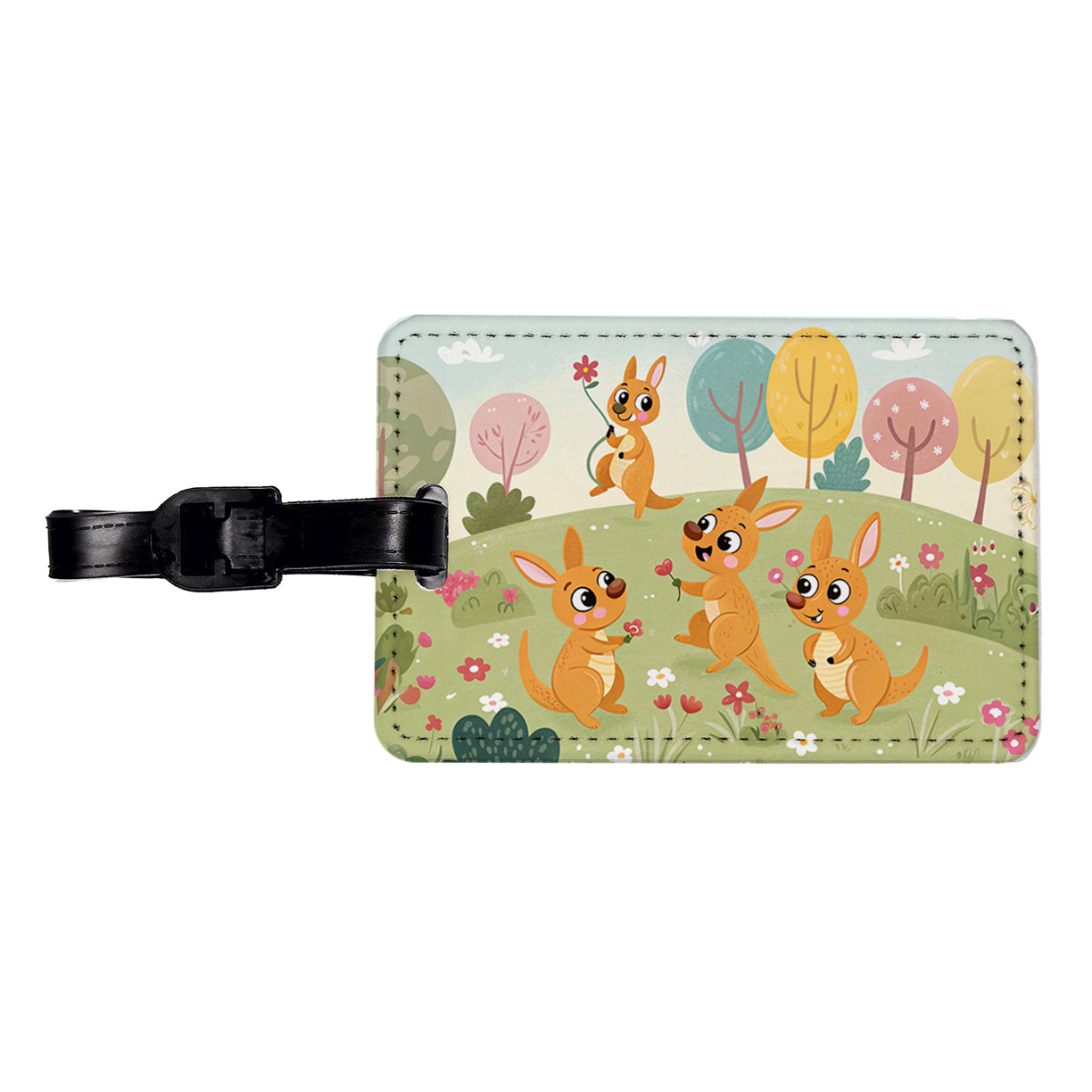 Kawaii Kangaroos Travel Faux Leather Luggage Tag