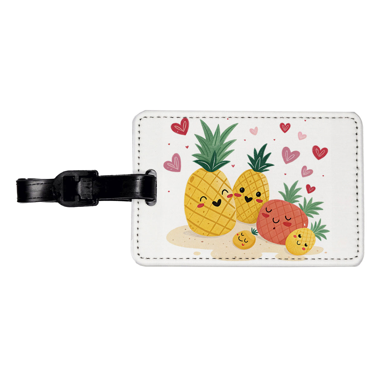 Kawaii Pineapples And Hearts Travel Faux Leather Luggage Tag