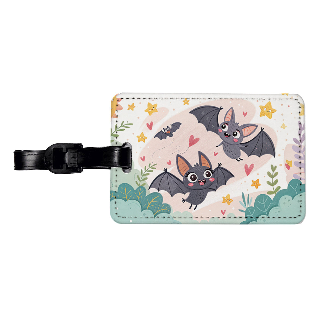 Kawaii Scattered Bats Travel Faux Leather Luggage Tag