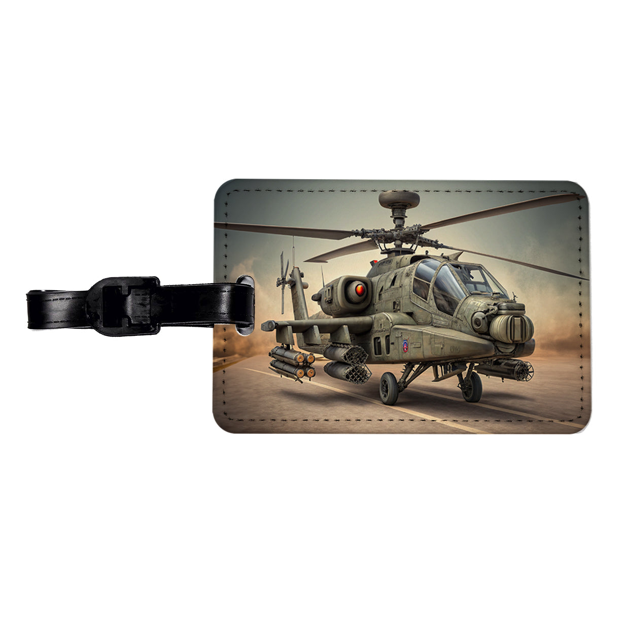 AH-64 Apache US Army Attack Helicopter Travel Faux Leather Luggage Tag