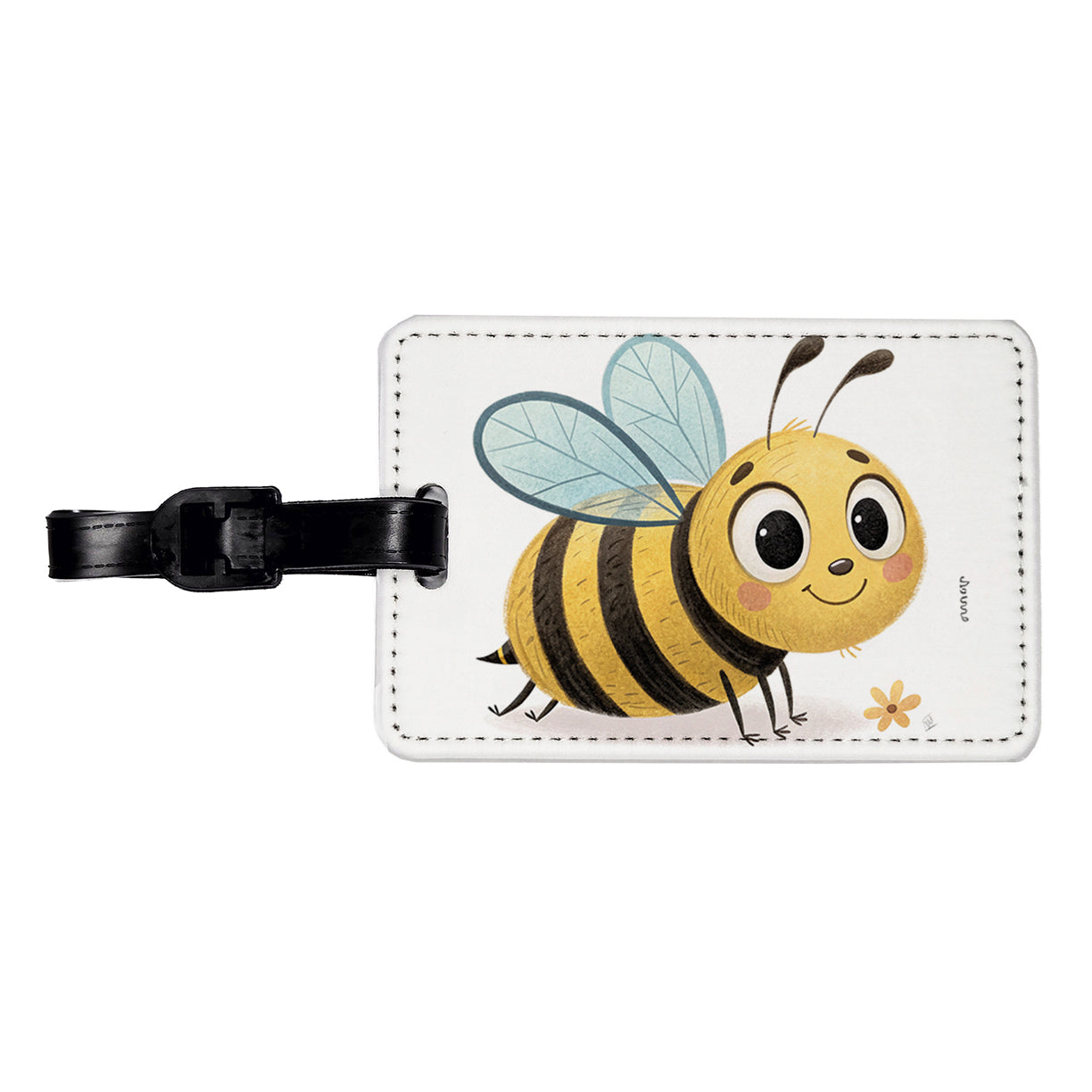 Bumble Bee Children's Illustration Style Travel Faux Leather Luggage Tag