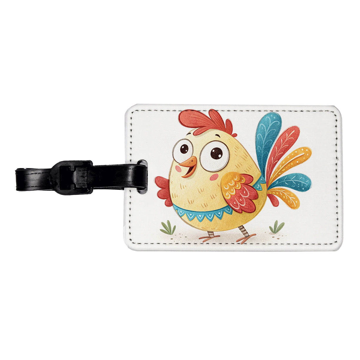 Chicken Children's Illustration Style Travel Faux Leather Luggage Tag