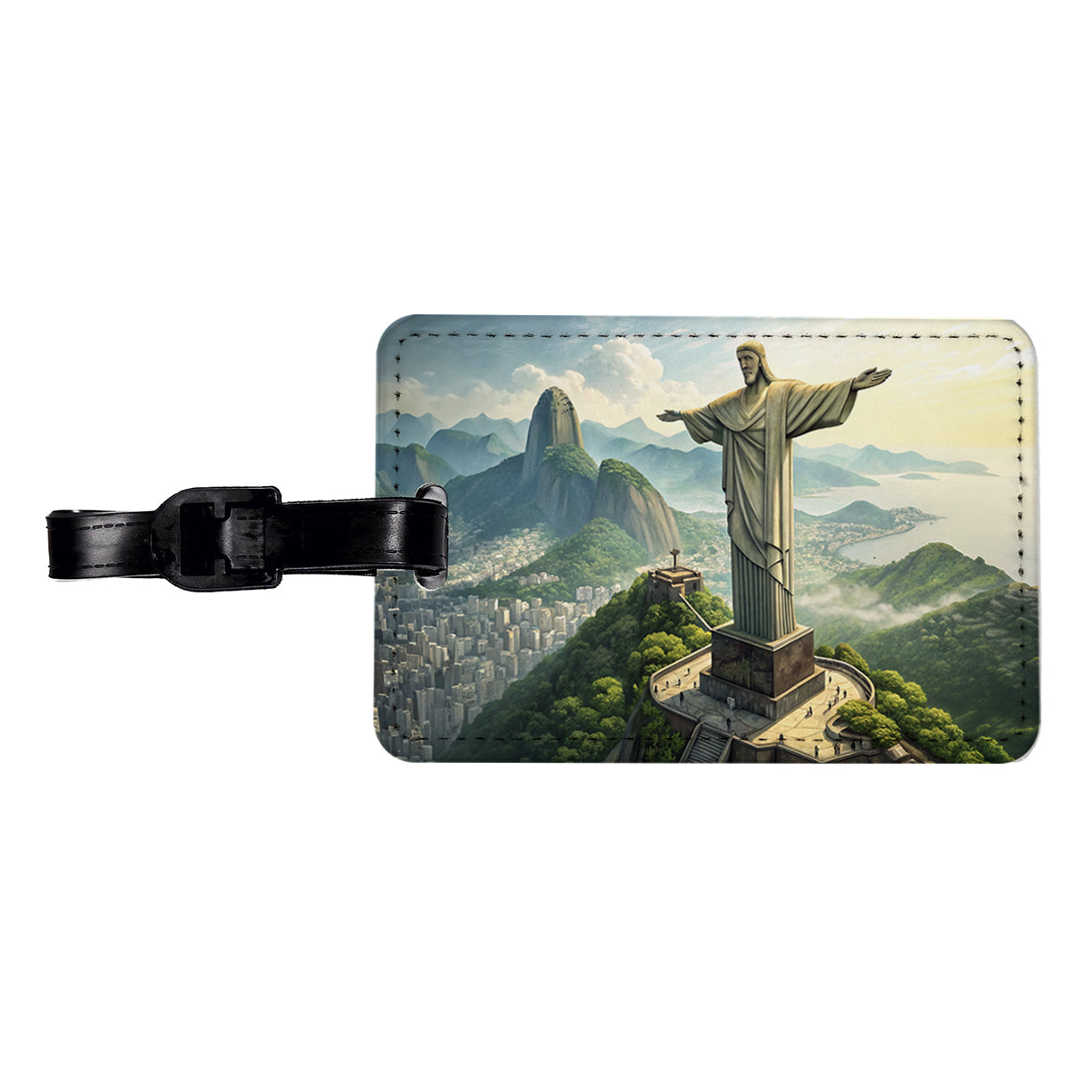 Christ The Redeemer Statue Rio De Janeiro Brazil Travel Faux Leather Luggage Tag