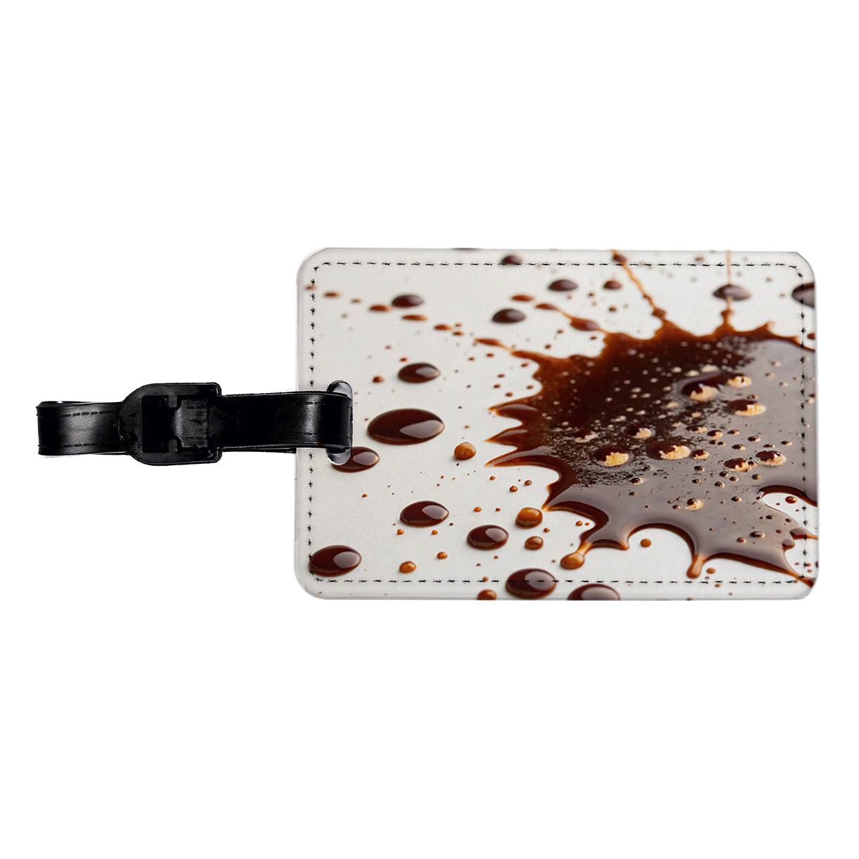 Close-Up of Spilled Coffee Travel Faux Leather Luggage Tag