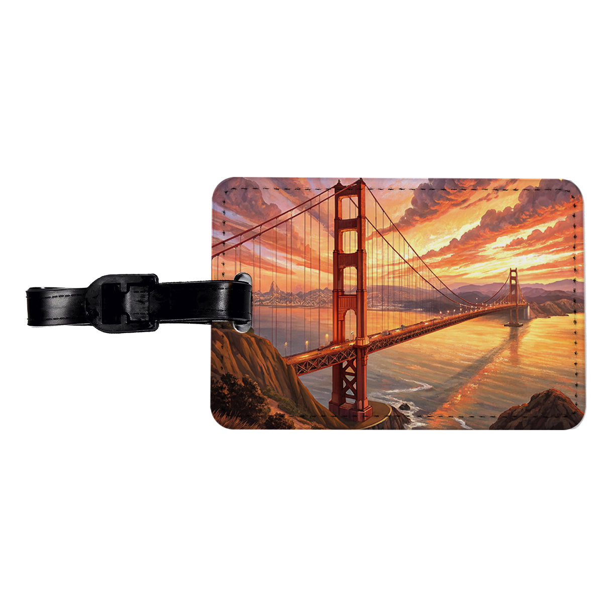 Golden Gate Bridge During Sunset San Francisco California Travel Faux Leather Luggage Tag