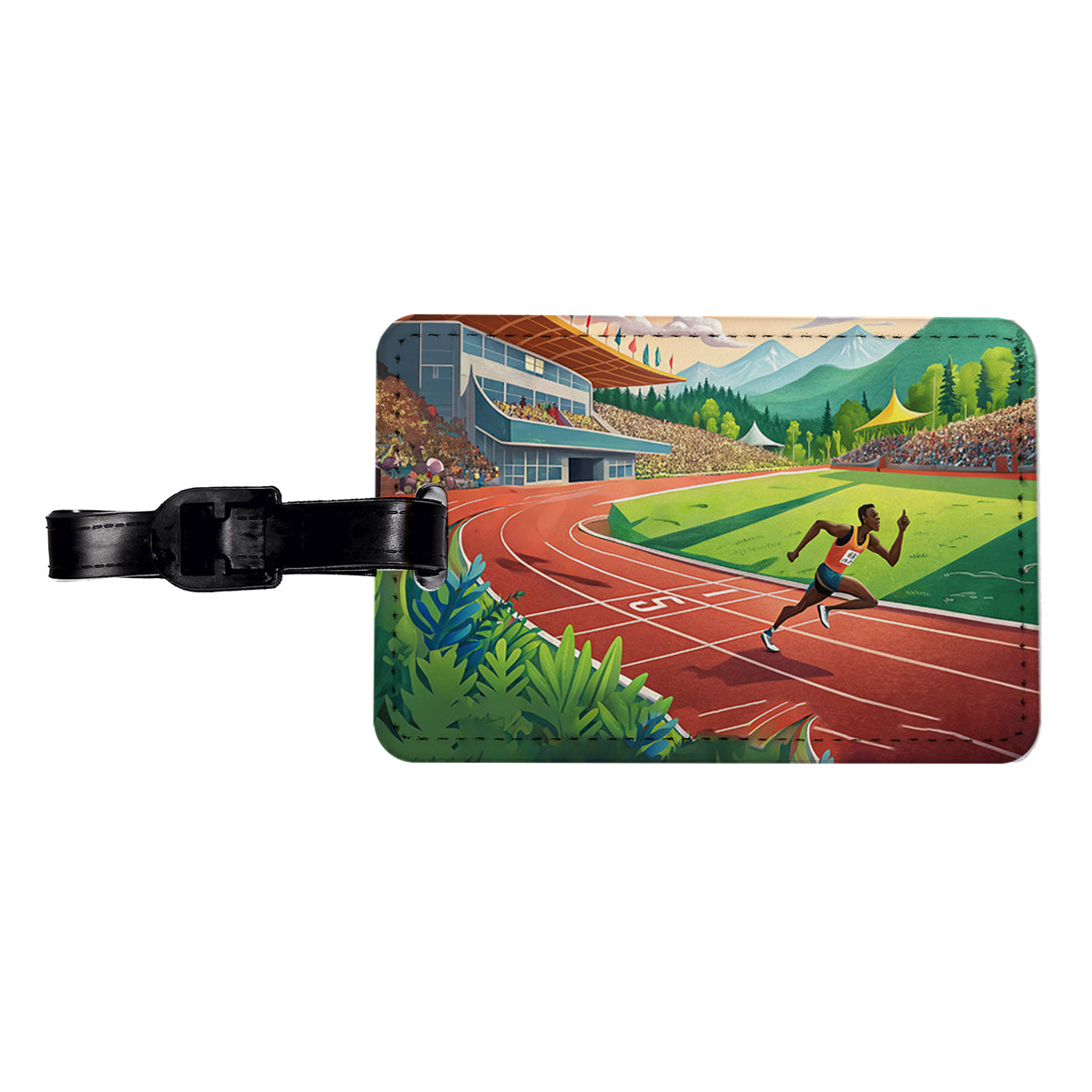 Track And Field Running Race Dash Travel Faux Leather Luggage Tag