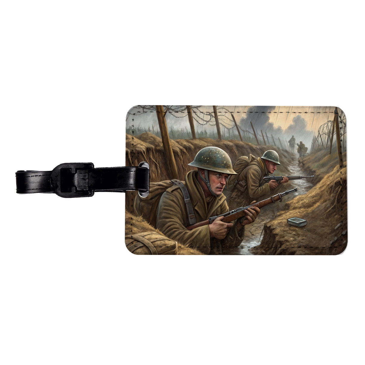 WWI Trench Warfare Allies Western Front Travel Faux Leather Luggage Tag