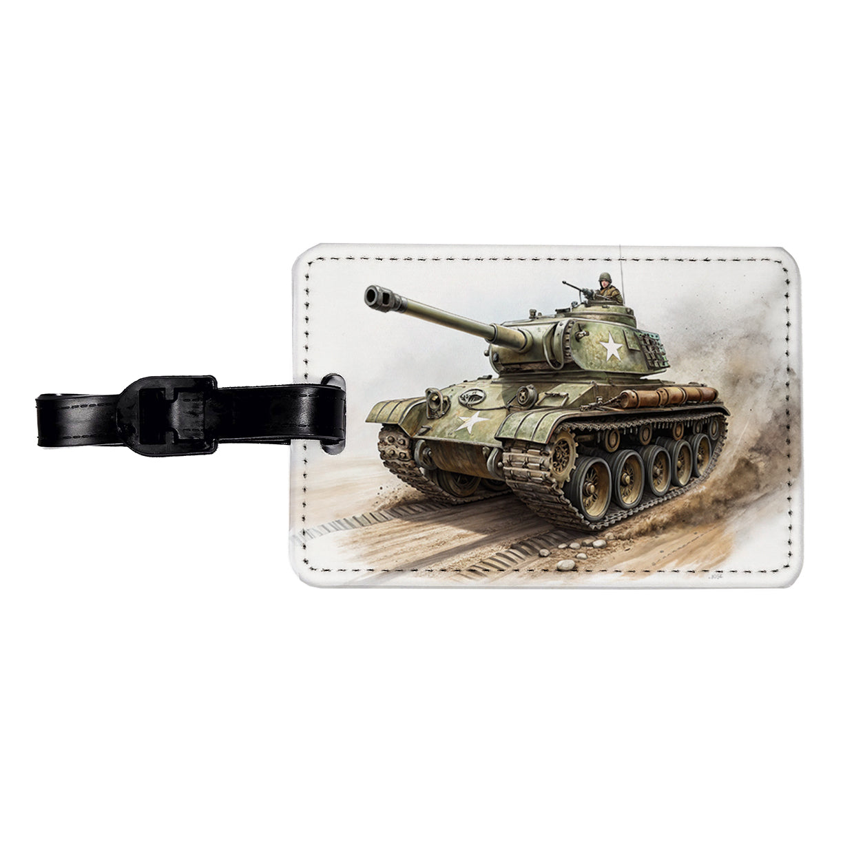 WWII M26 Pershing US Heavy Tank Travel Faux Leather Luggage Tag