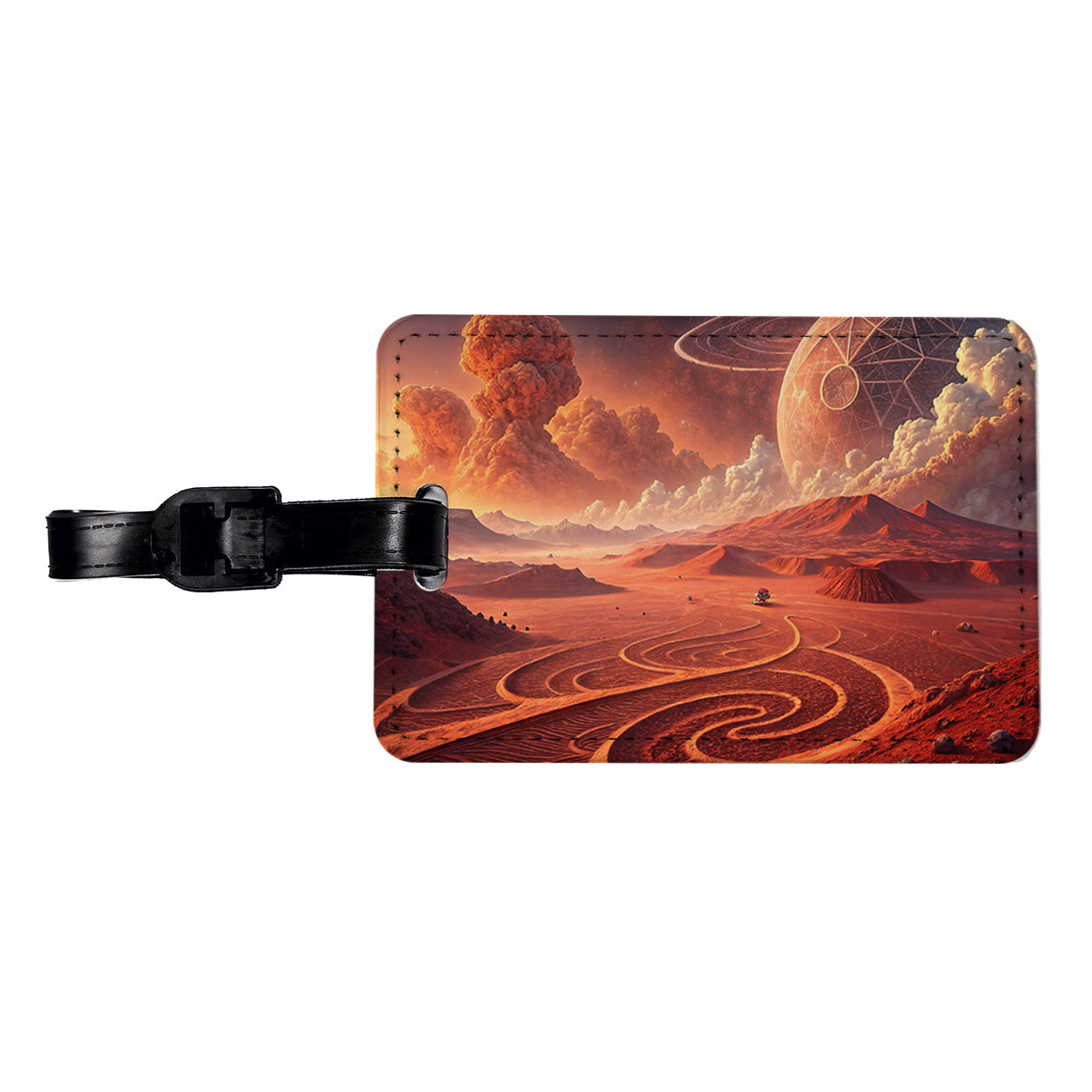 Abstract Alien Martian Sci-fi Landscape Travel Faux Leather Luggage Tag