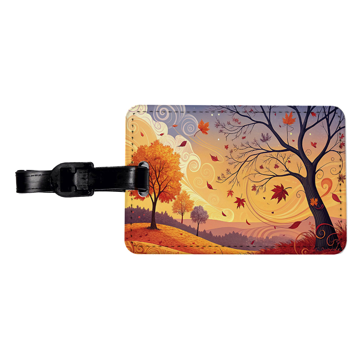 Abstract Fall Autumn Scenic Landscape Travel Faux Leather Luggage Tag
