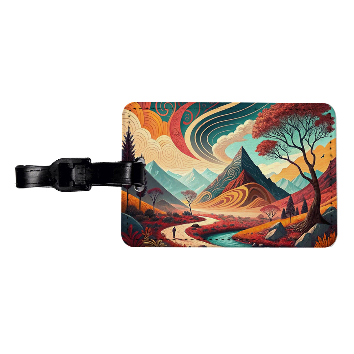 Abstract Modern Art Landscape Travel Faux Leather Luggage Tag
