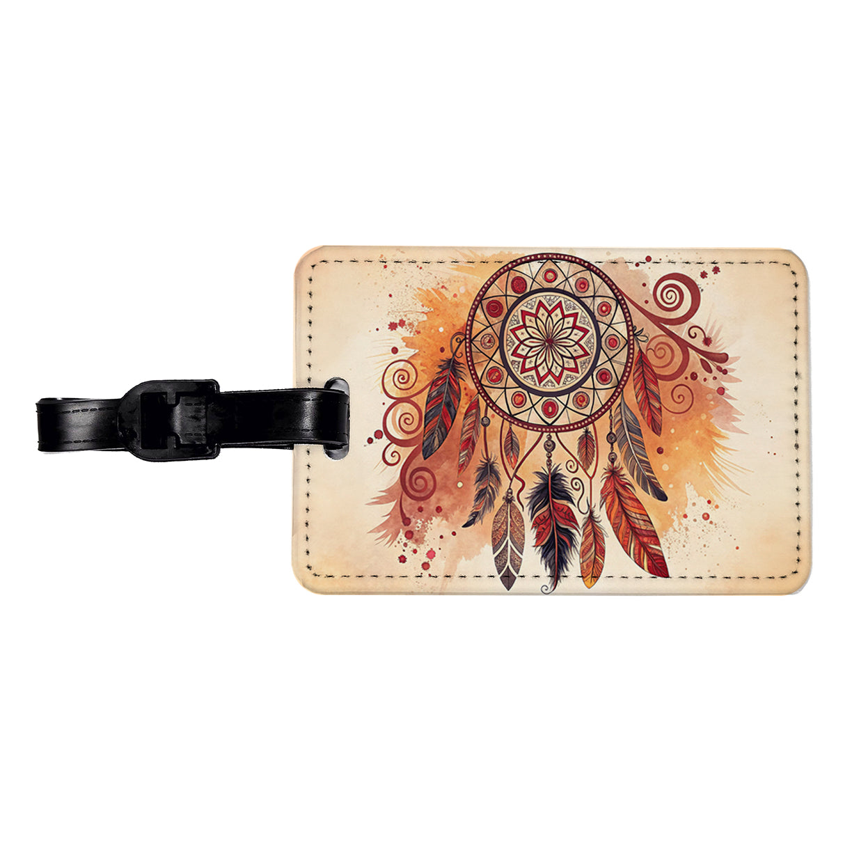 Abstract Southwestern Dream Catcher Design Travel Faux Leather Luggage Tag