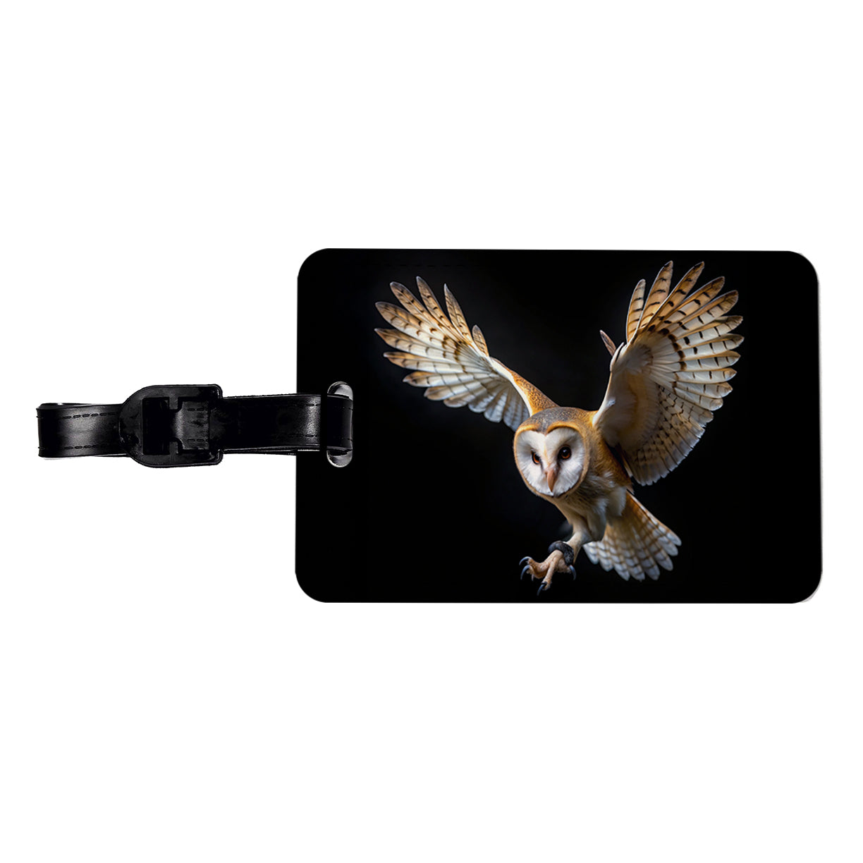 Barn Owl Flying Raptor Bird Of Prey Travel Faux Leather Luggage Tag