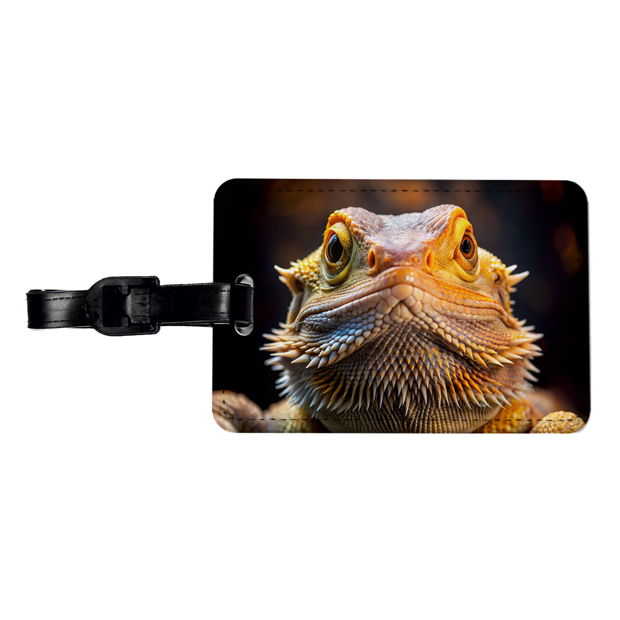 Bearded Dragon Lizard Reptile Face Travel Faux Leather Luggage Tag