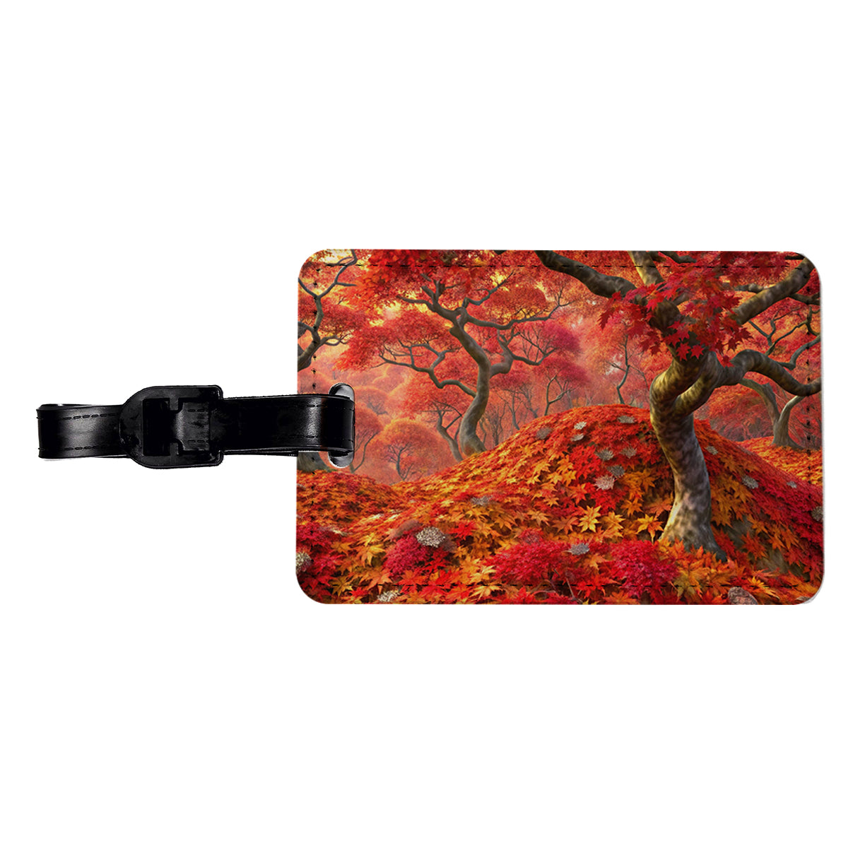 Beautiful Autumn Fall Leaves Travel Faux Leather Luggage Tag