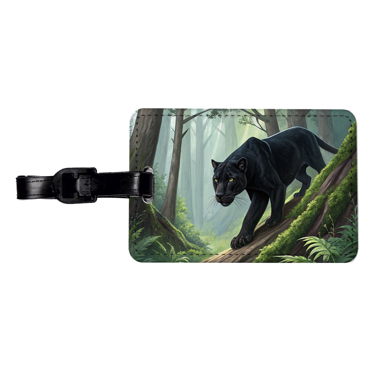 Black Panther Stalking Prey Travel Faux Leather Luggage Tag