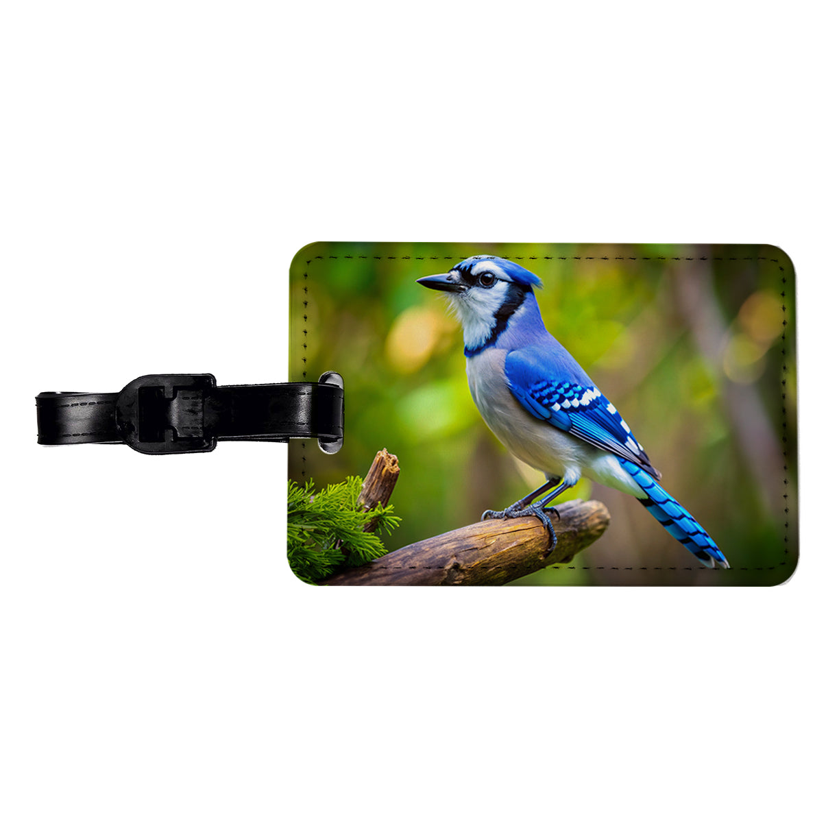 Blue Jay Backyard Bird Travel Faux Leather Luggage Tag