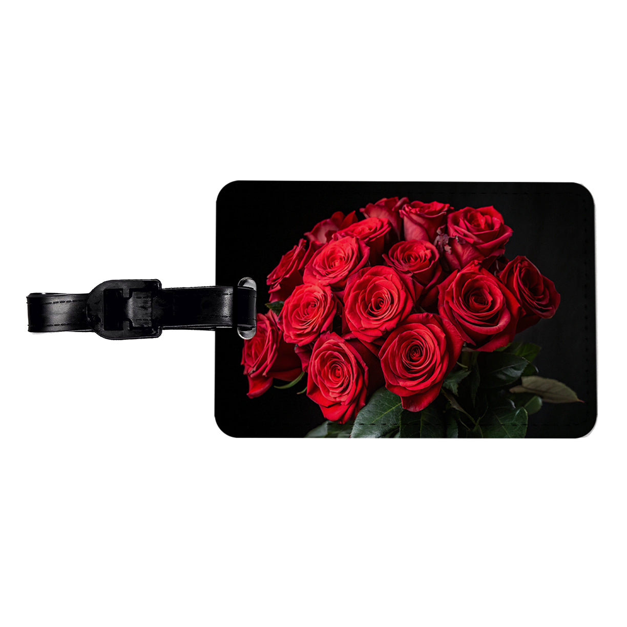 Bouquet Of Red Roses Love Valentine's Day Travel Faux Leather Luggage Tag