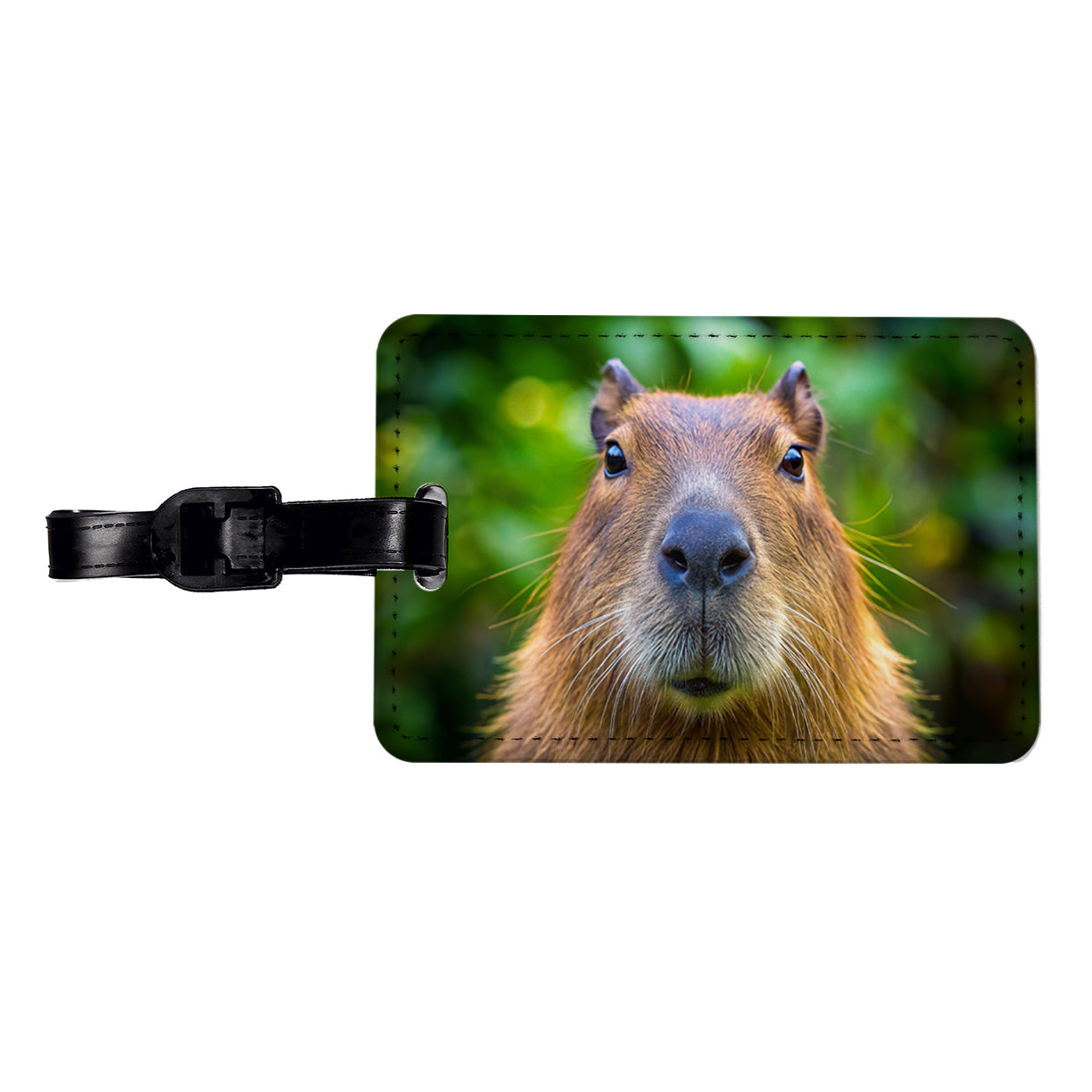 Capybara Face Travel Faux Leather Luggage Tag