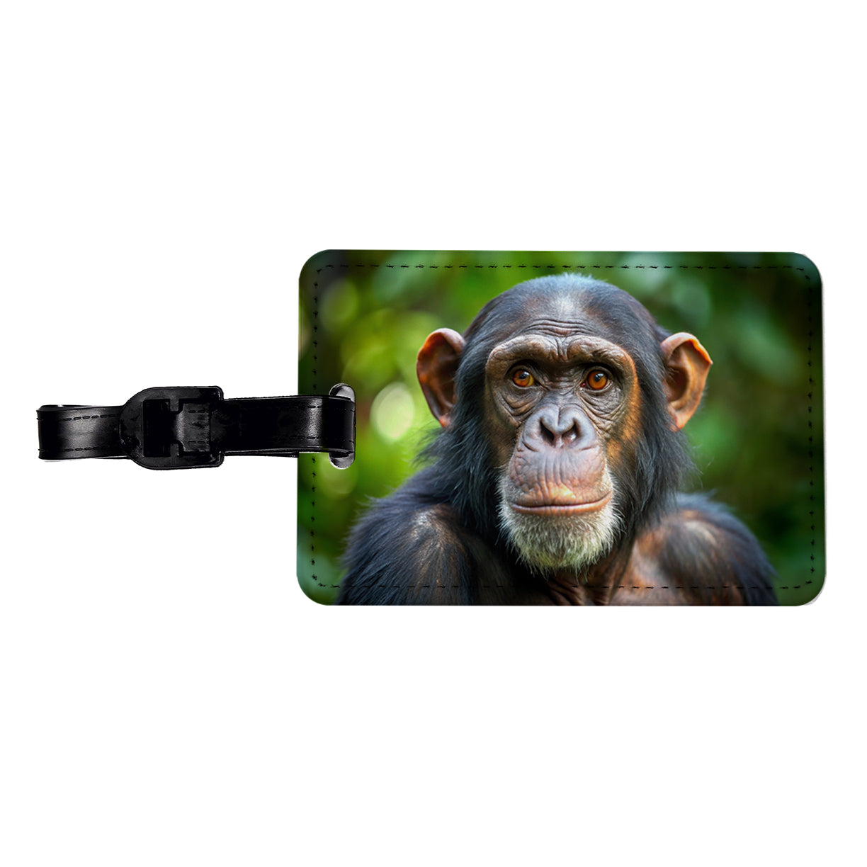 Chimpanzee Monkey Travel Faux Leather Luggage Tag