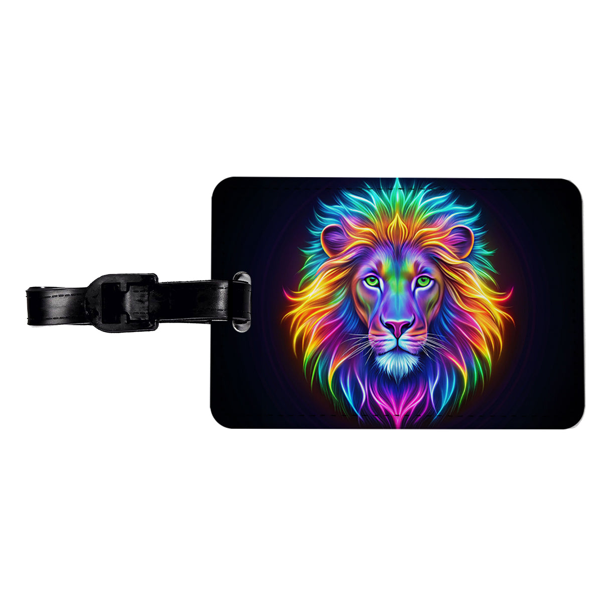 Neon Lion Travel Faux Leather Luggage Tag