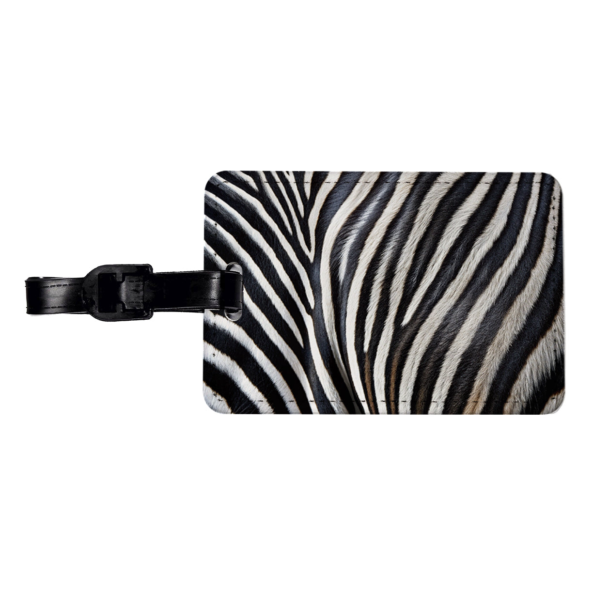 Zebra Black and White Stripes Pattern Travel Faux Leather Luggage Tag