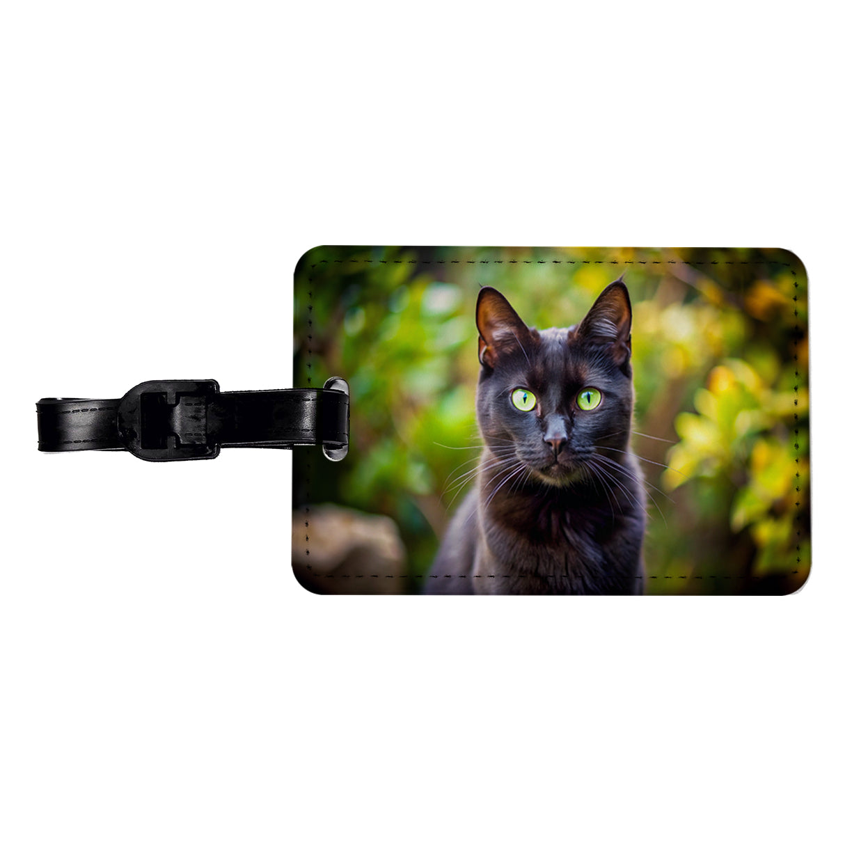 Black Cat Photo Travel Faux Leather Luggage Tag