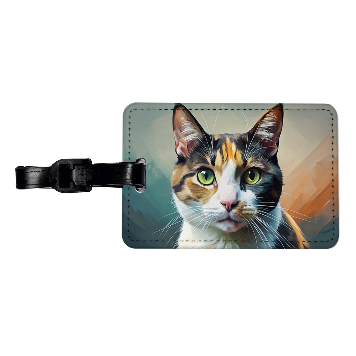 Calico Cat Contemporary Art Travel Faux Leather Luggage Tag