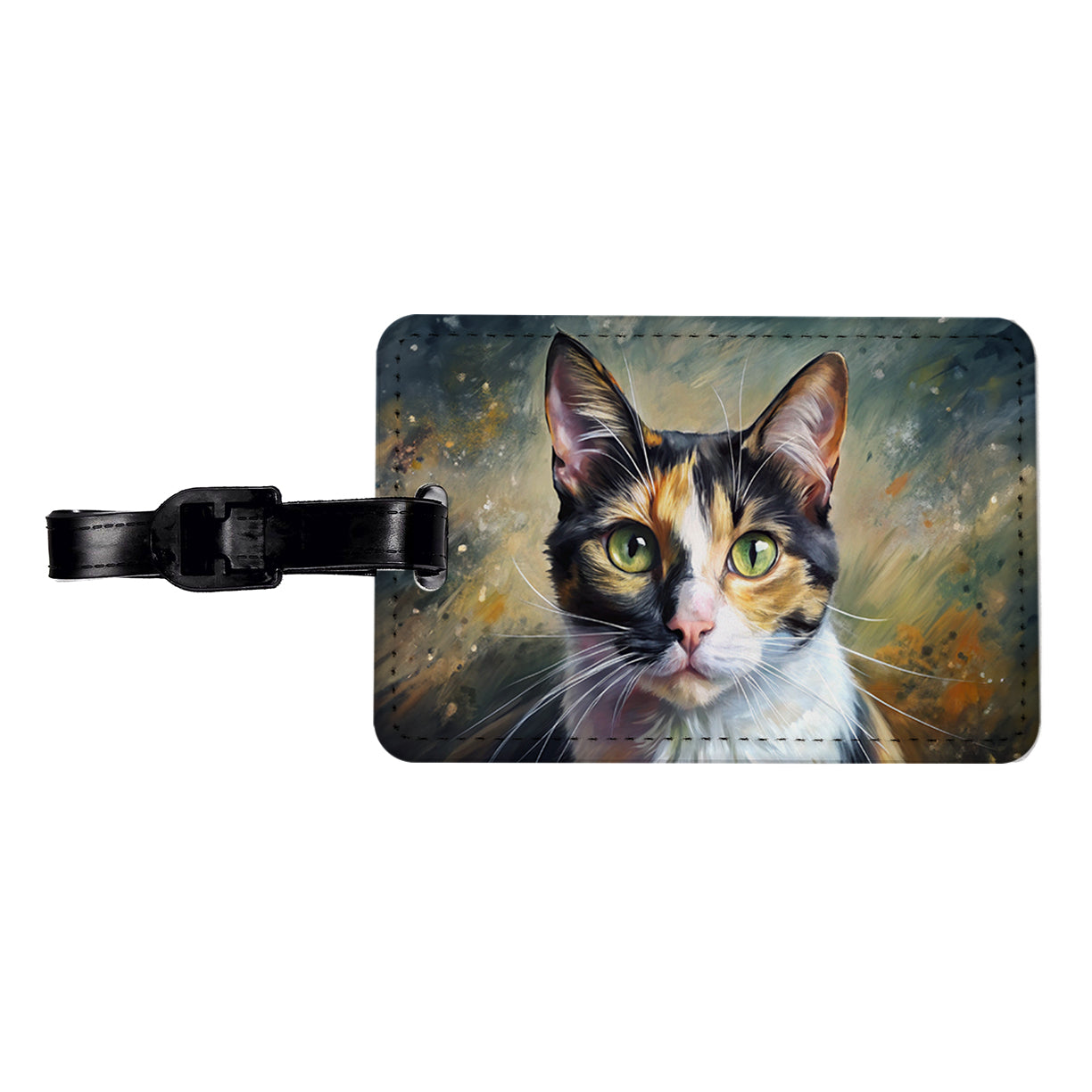 Calico Cat Expressionism Art Travel Faux Leather Luggage Tag