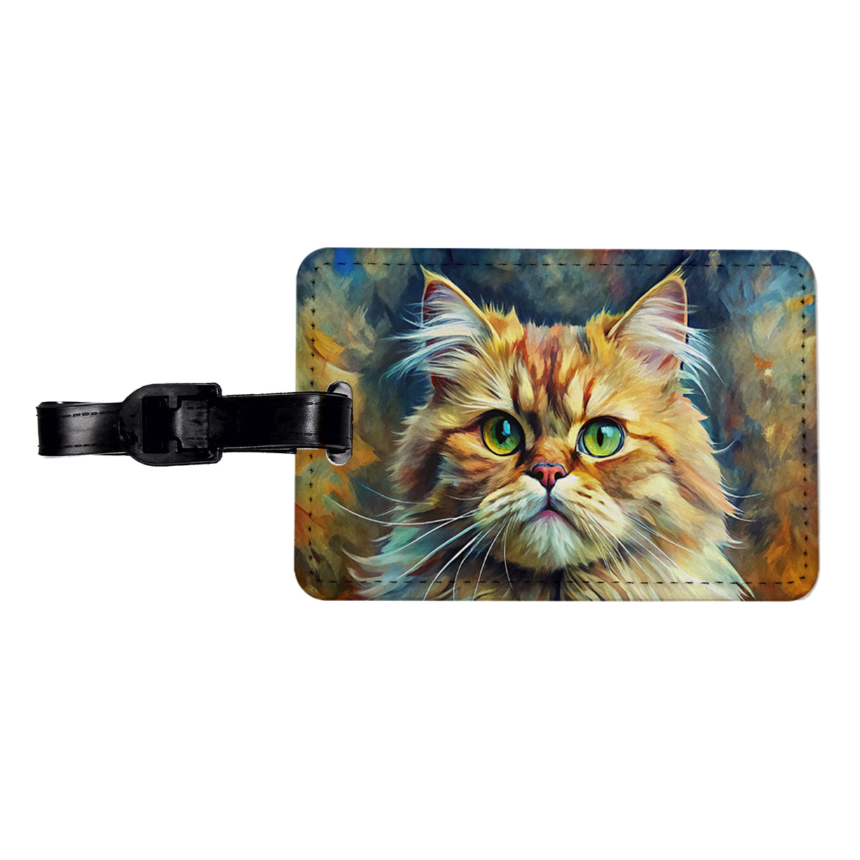 Persian Cat Expressionism Art Travel Faux Leather Luggage Tag