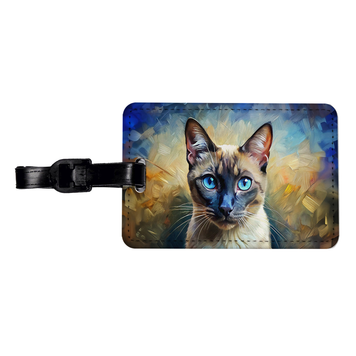 Siamese Cat Expressionism Art Travel Faux Leather Luggage Tag