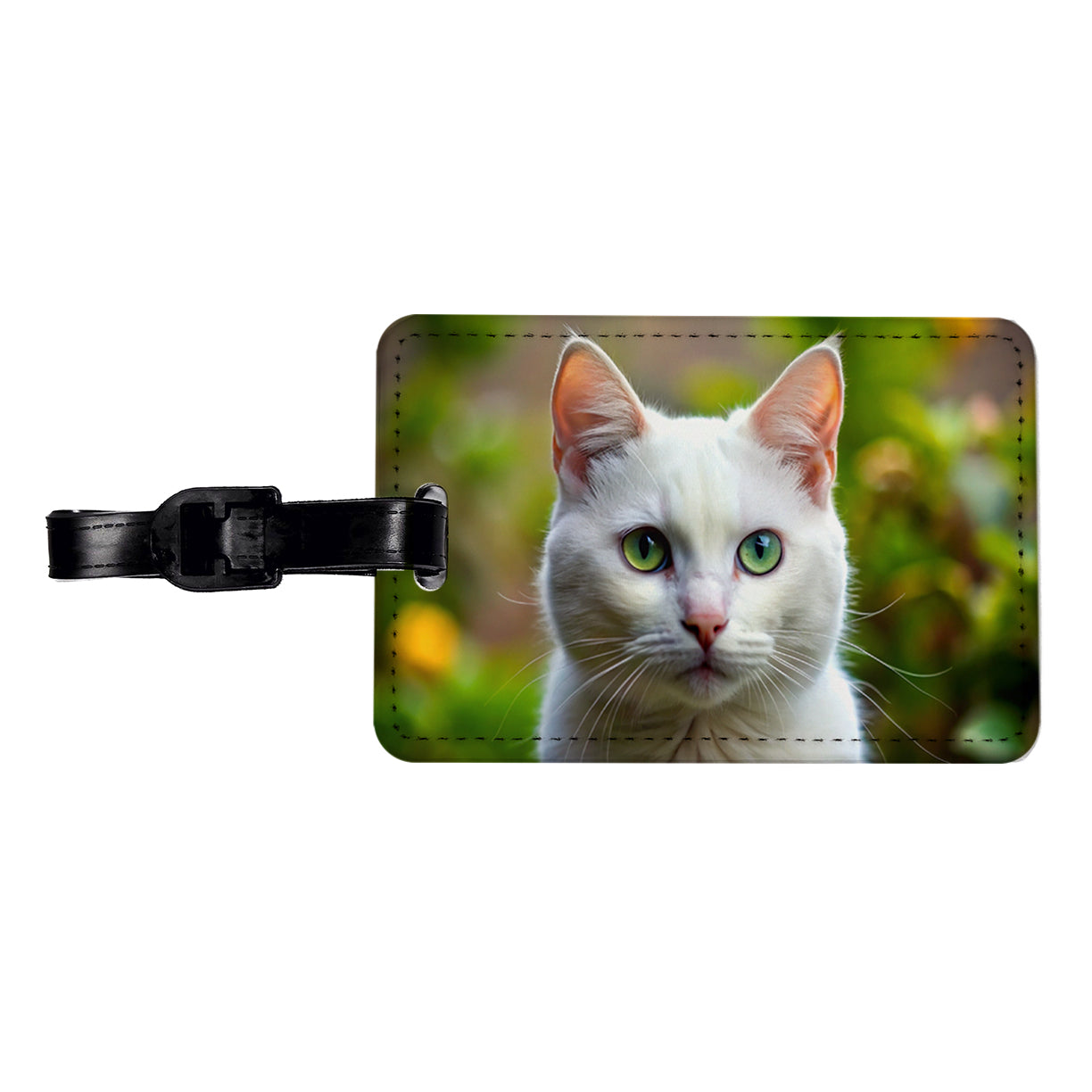 White Cat Photo Travel Faux Leather Luggage Tag