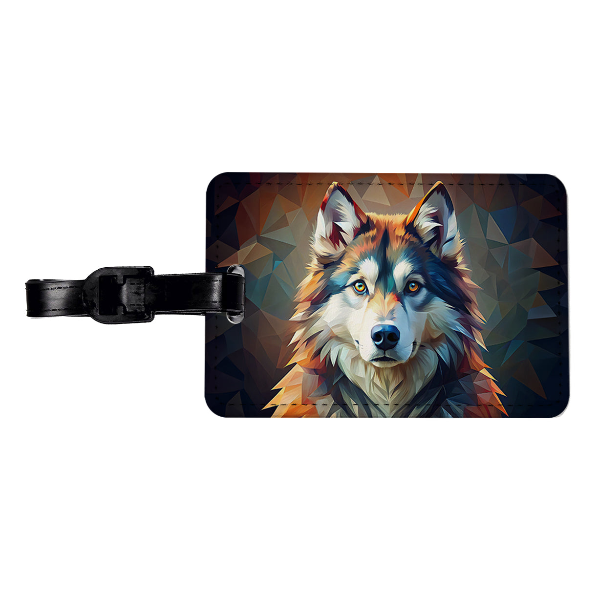 Alaskan Malamute Dog Abstract Stylized Art Travel Faux Leather Luggage Tag