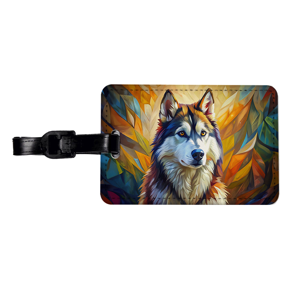 Alaskan Malamute Dog Expressionism Art Travel Faux Leather Luggage Tag