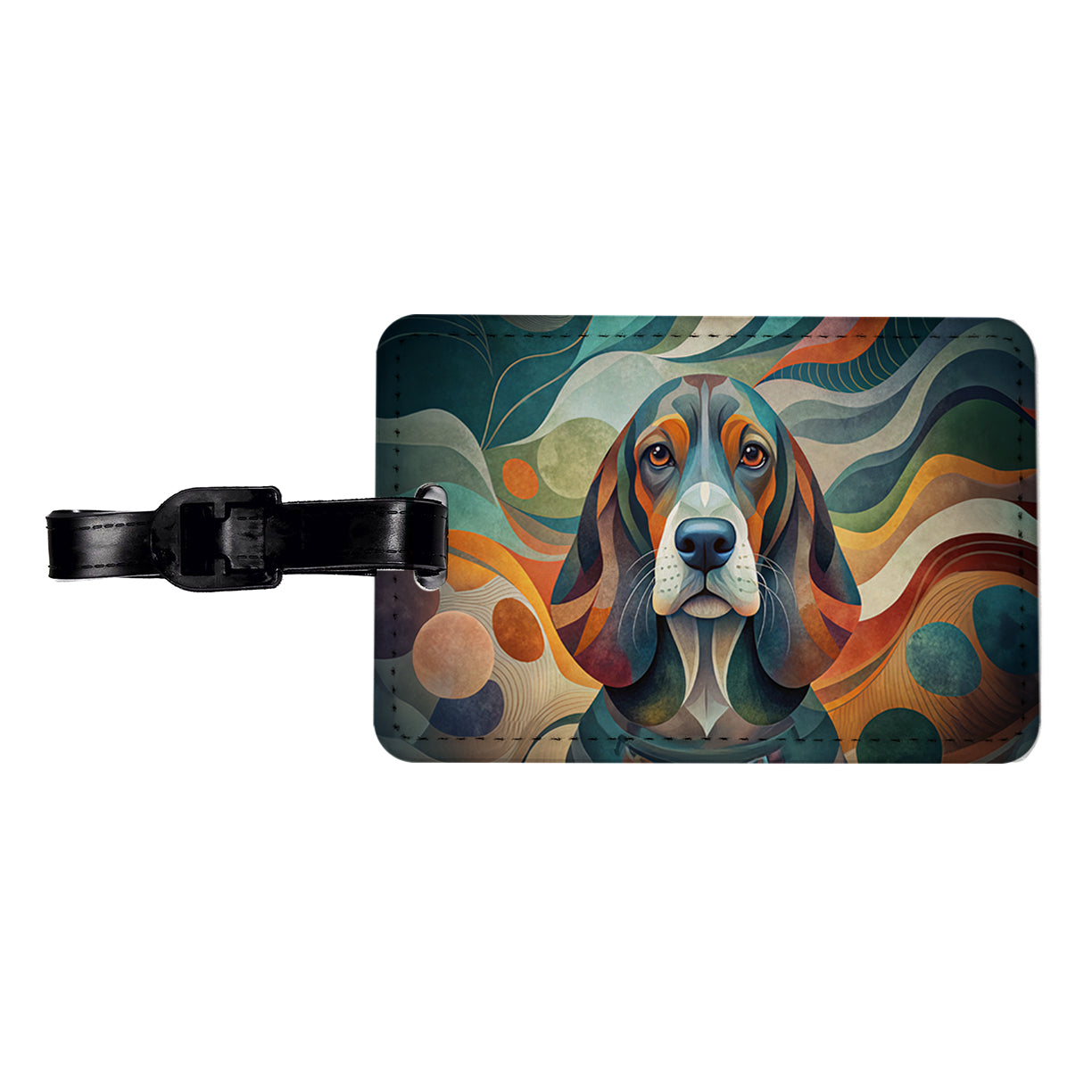 Basset Hound Dog Abstract Stylized Art Travel Faux Leather Luggage Tag