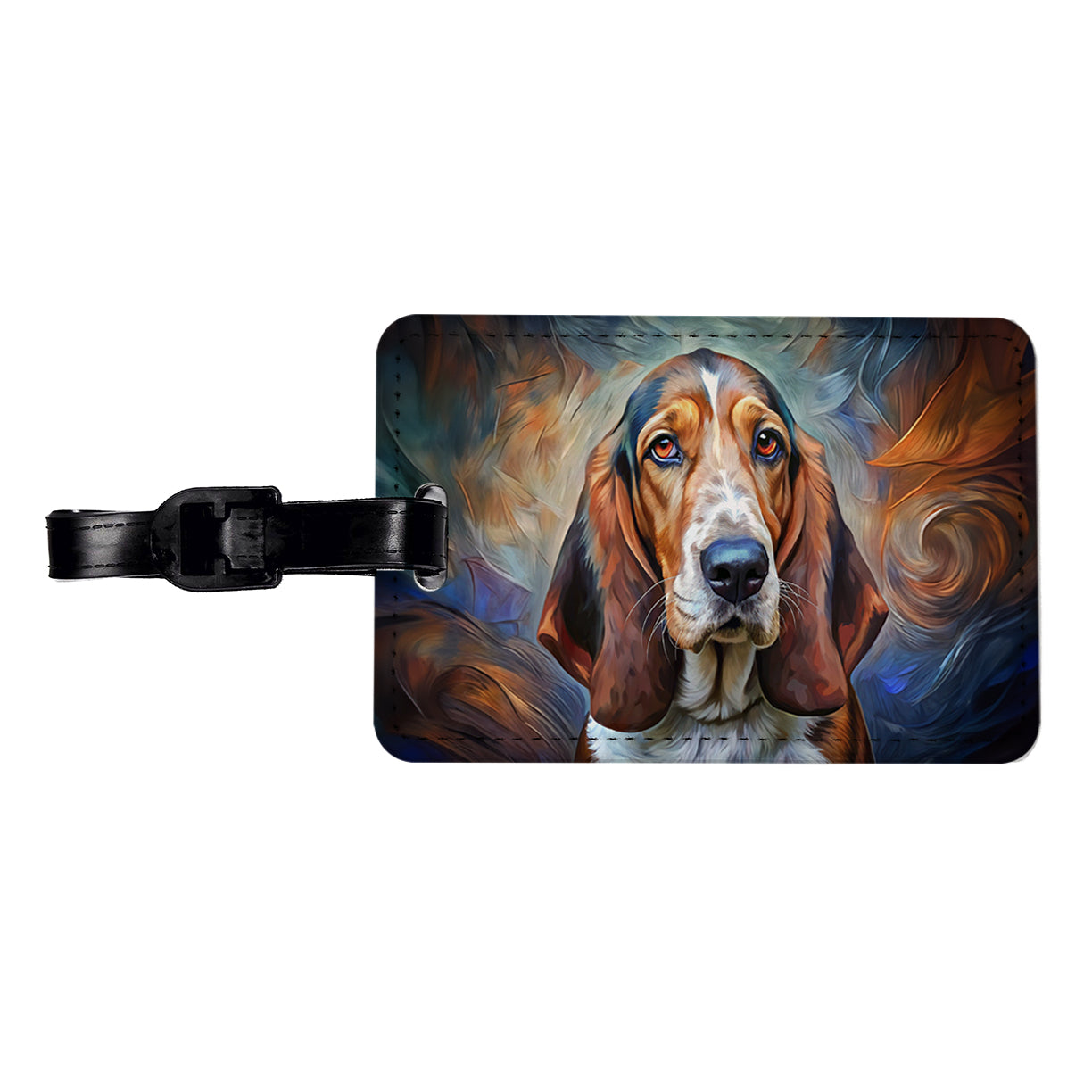 Basset Hound Dog Expressionism Art Travel Faux Leather Luggage Tag
