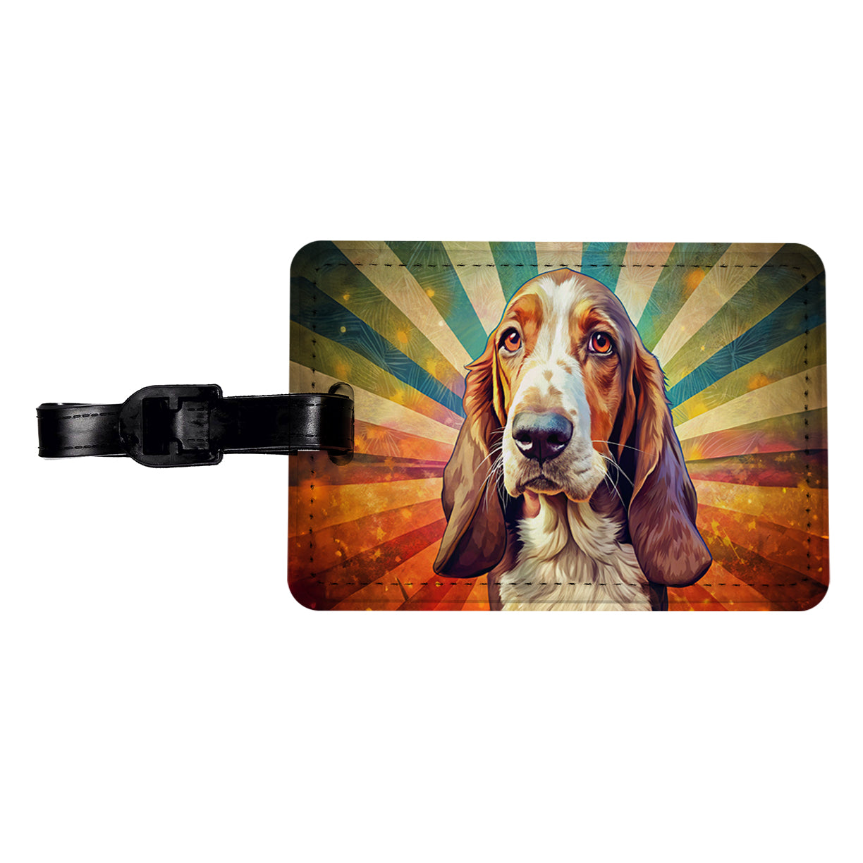 Basset Hound Dog Pop Art Travel Faux Leather Luggage Tag