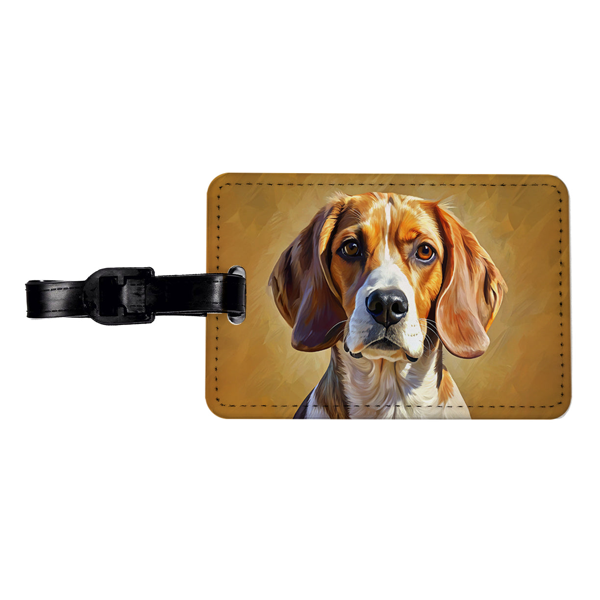 Beagle Dog Illustration Travel Faux Leather Luggage Tag
