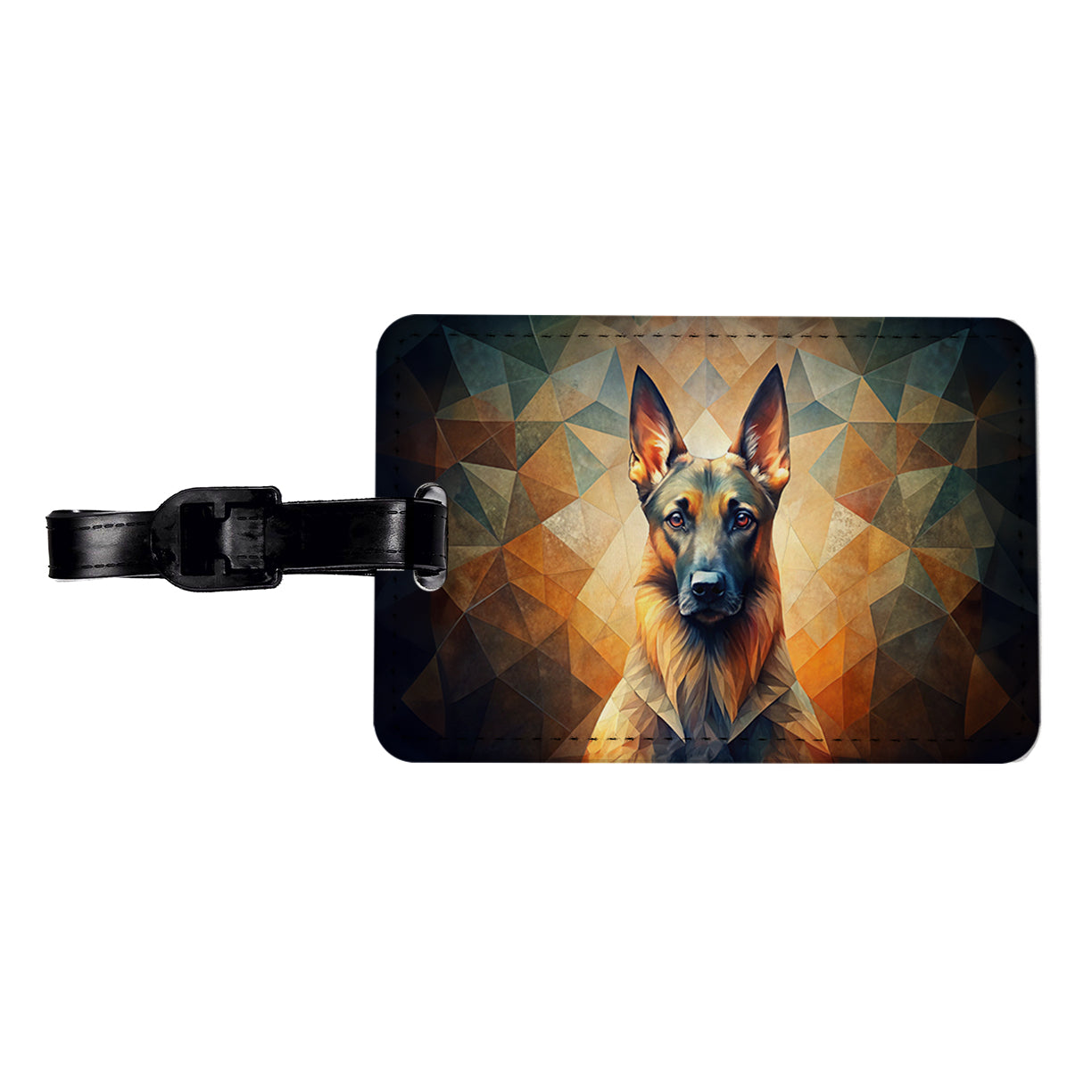Belgian Malinois Dog Abstract Stylized Art Travel Faux Leather Luggage Tag