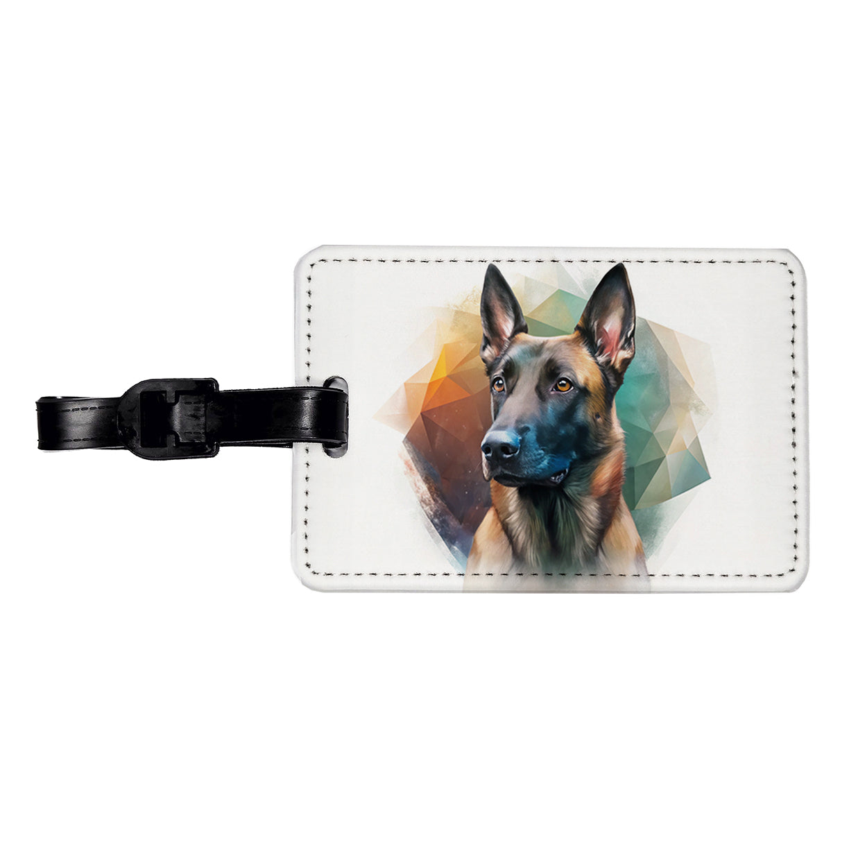 Belgian Malinois Dog Contemporary Art Travel Faux Leather Luggage Tag