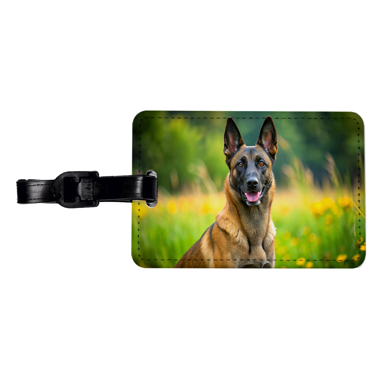 Belgian Malinois Dog Photo Travel Faux Leather Luggage Tag