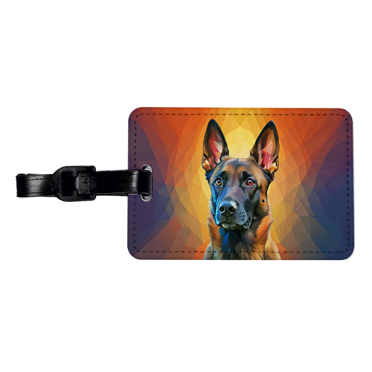 Belgian Malinois Dog Pop Art Travel Faux Leather Luggage Tag