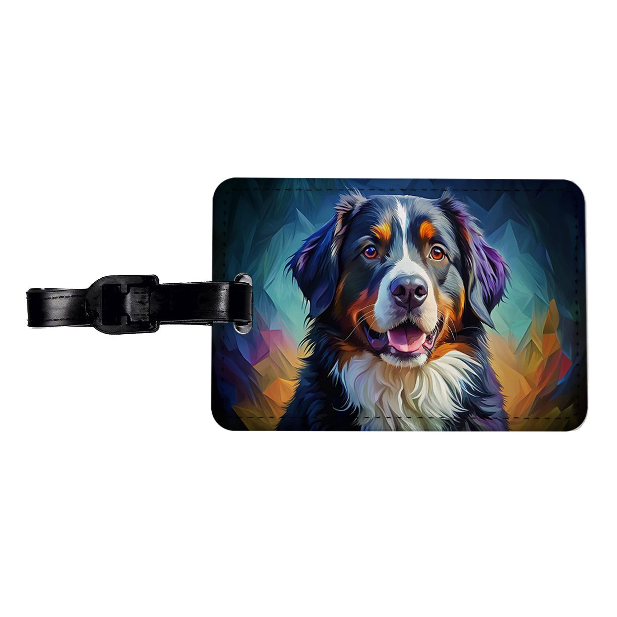 Bernese Mountain Dog Pop Art Travel Faux Leather Luggage Tag