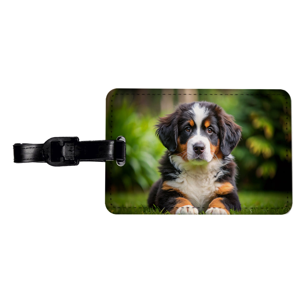 Bernese Mountain Dog Puppy Photo Travel Faux Leather Luggage Tag