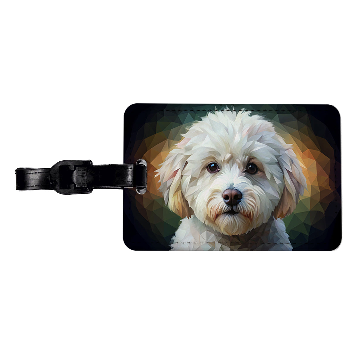 Bichon Frise Dog Abstract Stylized Art Travel Faux Leather Luggage Tag