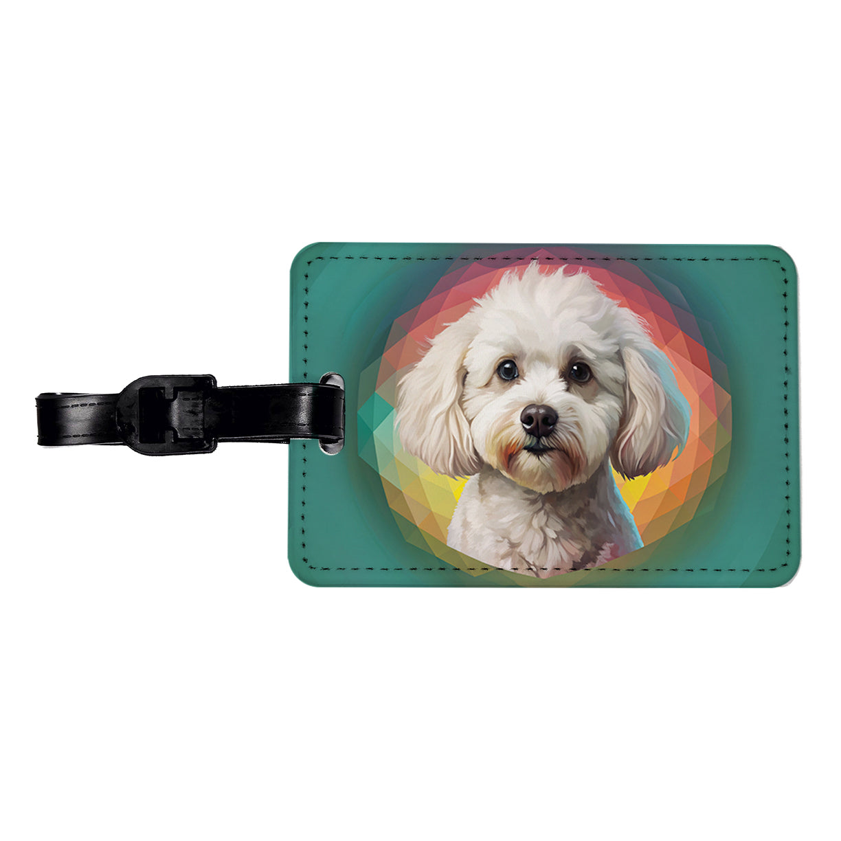 Bichon Frise Dog Contemporary Art Travel Faux Leather Luggage Tag