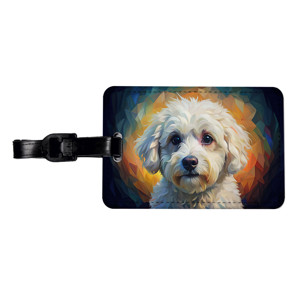 Bichon Frise Dog Expressionism Art Travel Faux Leather Luggage Tag