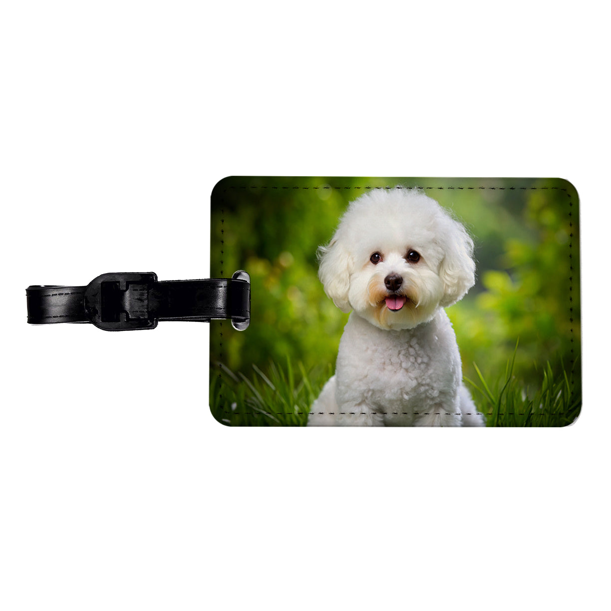 Bichon Frise Dog Photo Travel Faux Leather Luggage Tag