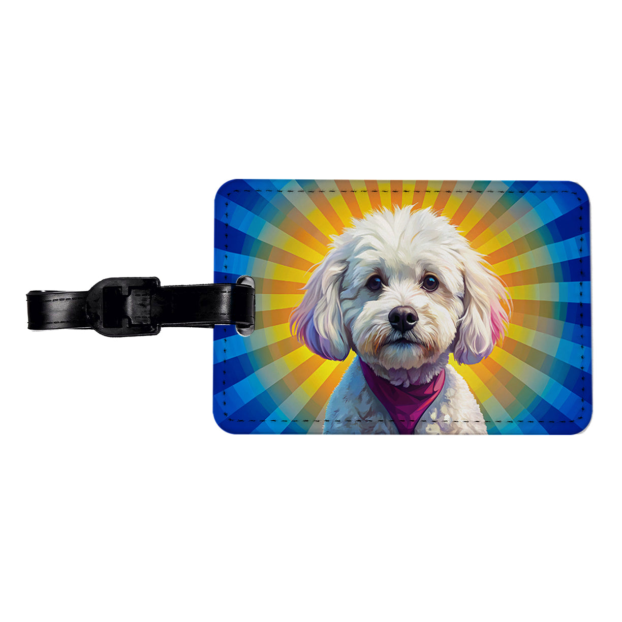 Bichon Frise Dog Pop Art Travel Faux Leather Luggage Tag