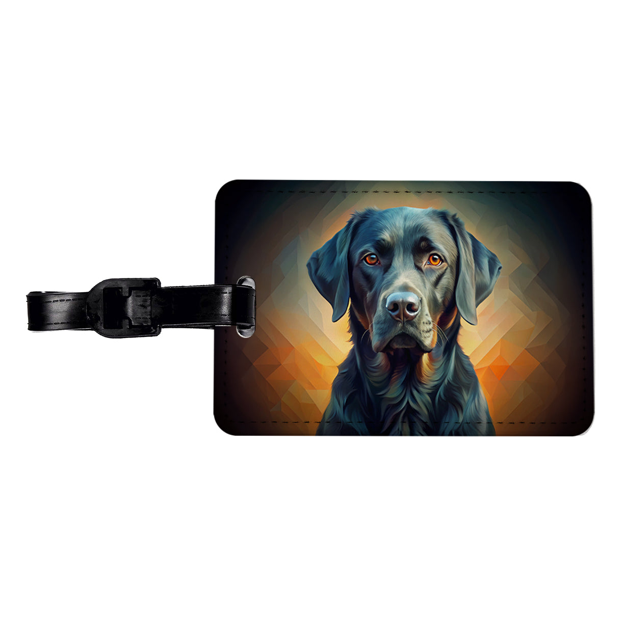 Black Labrador Retriever Dog Abstract Stylized Art Travel Faux Leather Luggage Tag